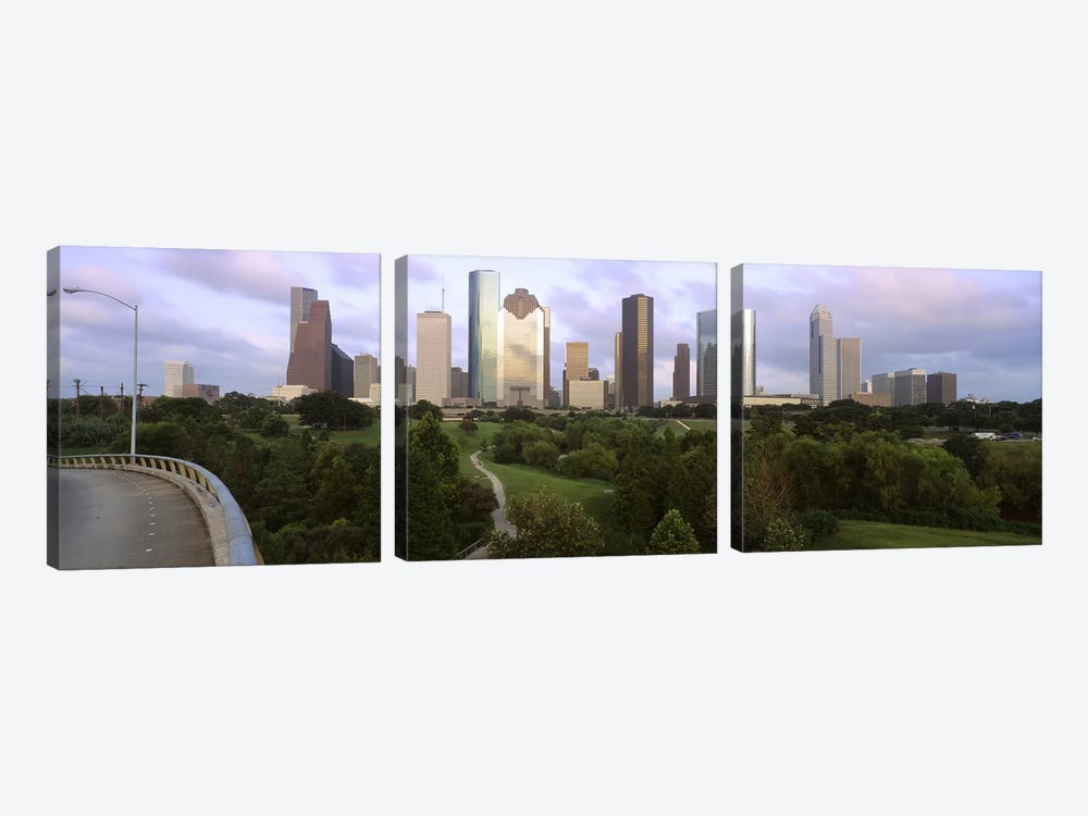 Skyscrapers against cloudy sky, Houston, Texas, USA #2 by Panoramic Images 3-piece Art Print