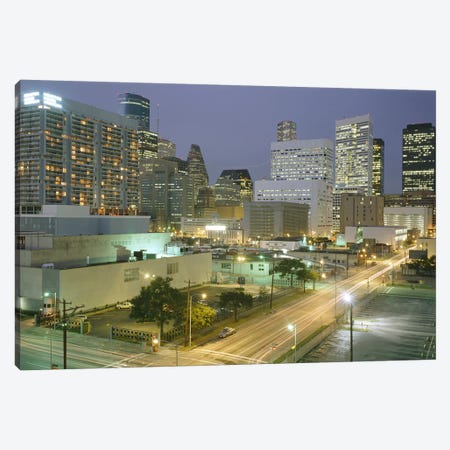 Skyscrapers lit up at night, Houston, Texas, USA #2 Canvas Print #PIM8497} by Panoramic Images Art Print