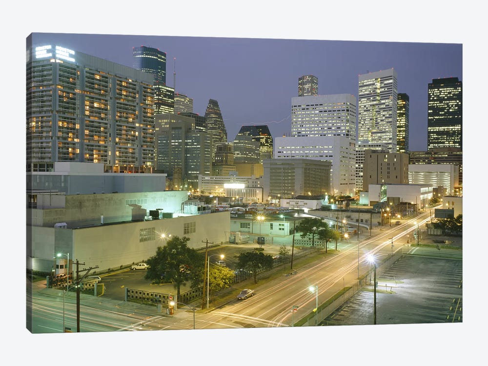 Skyscrapers lit up at night, Houston, Texas, USA #2 by Panoramic Images 1-piece Canvas Artwork