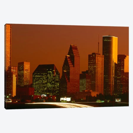 Skyscrapers in a city at sunset, Houston, Texas, USA Canvas Print #PIM8498} by Panoramic Images Canvas Artwork