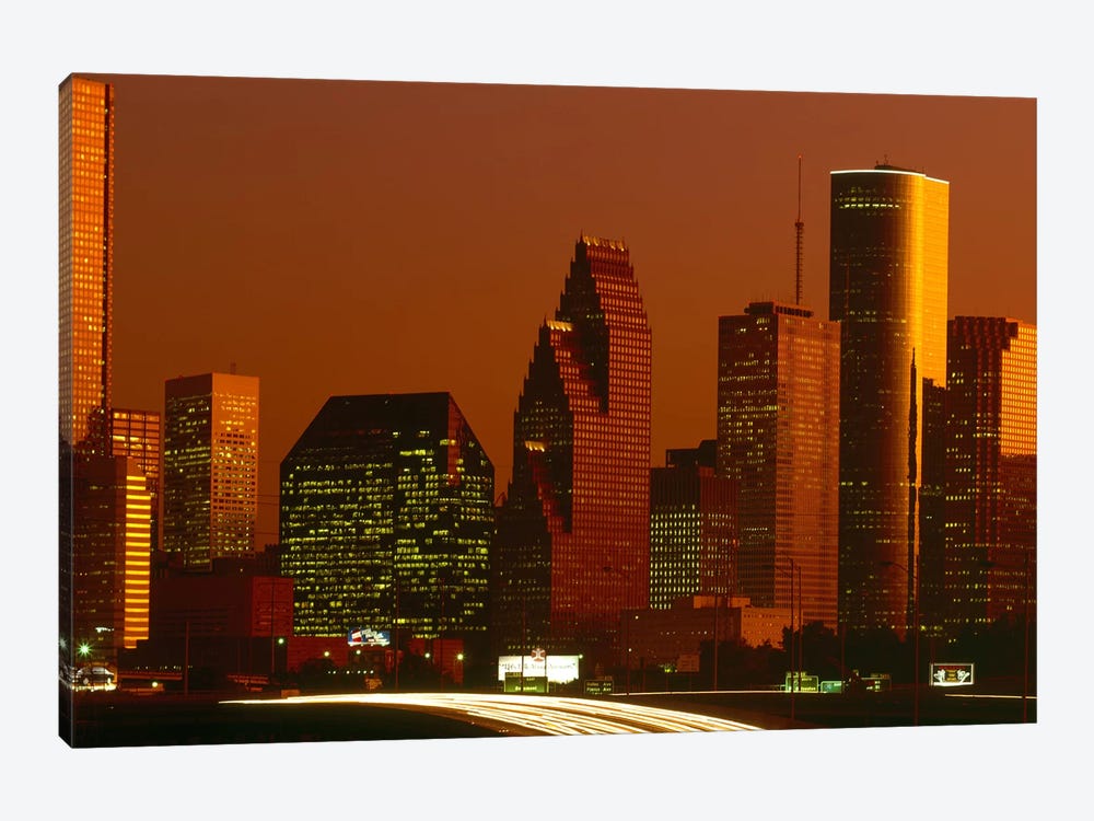 Skyscrapers in a city at sunset, Houston, Texas, USA by Panoramic Images 1-piece Canvas Art Print