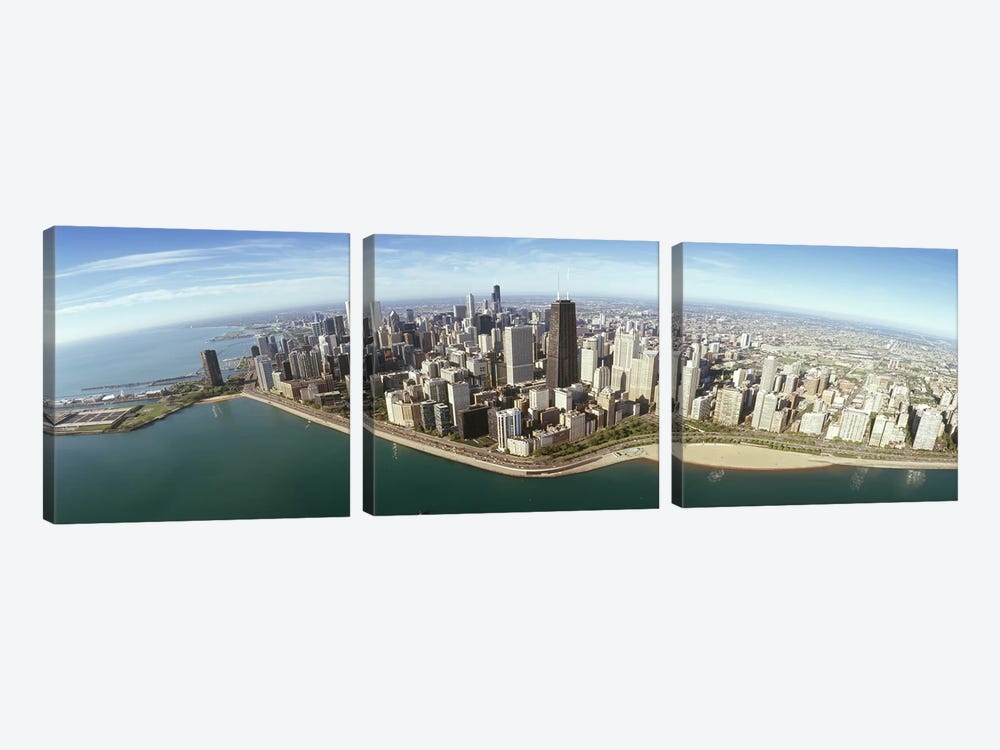 Aerial view of a city, Chicago, Cook County, Illinois, USA 2010 by Panoramic Images 3-piece Canvas Art Print