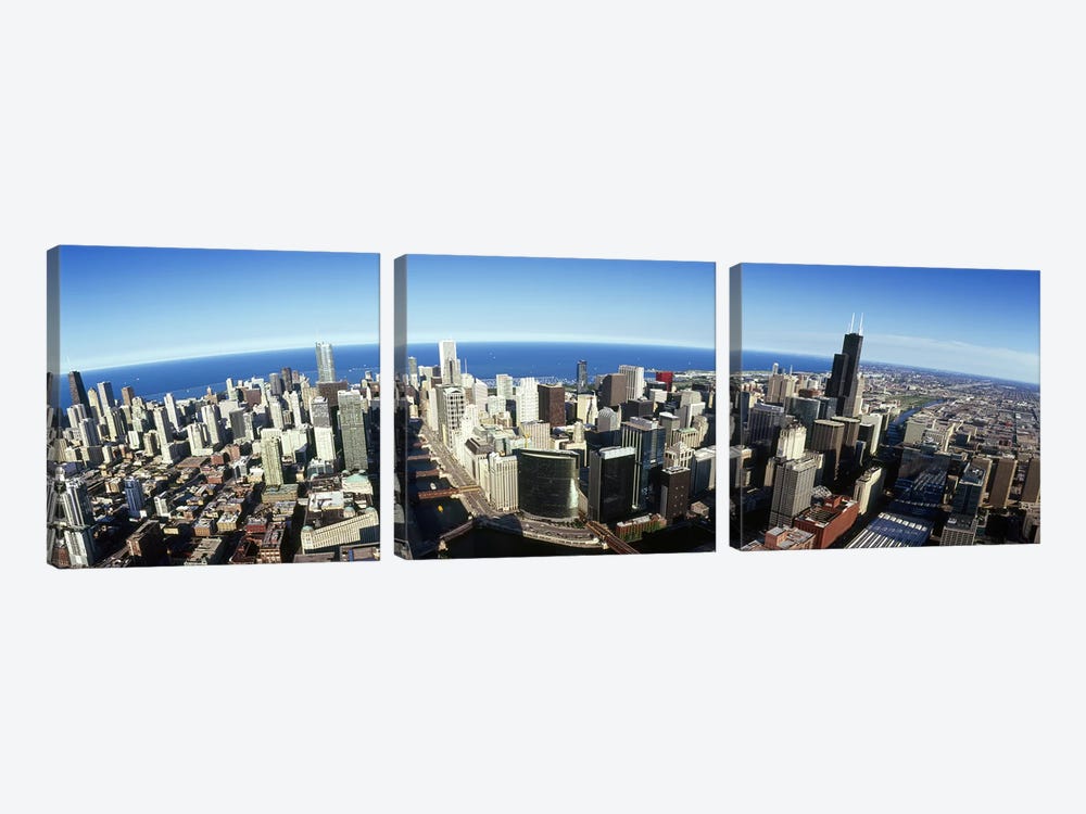 Aerial view of a city, Chicago, Cook County, Illinois, USA 2010 #3 by Panoramic Images 3-piece Canvas Print