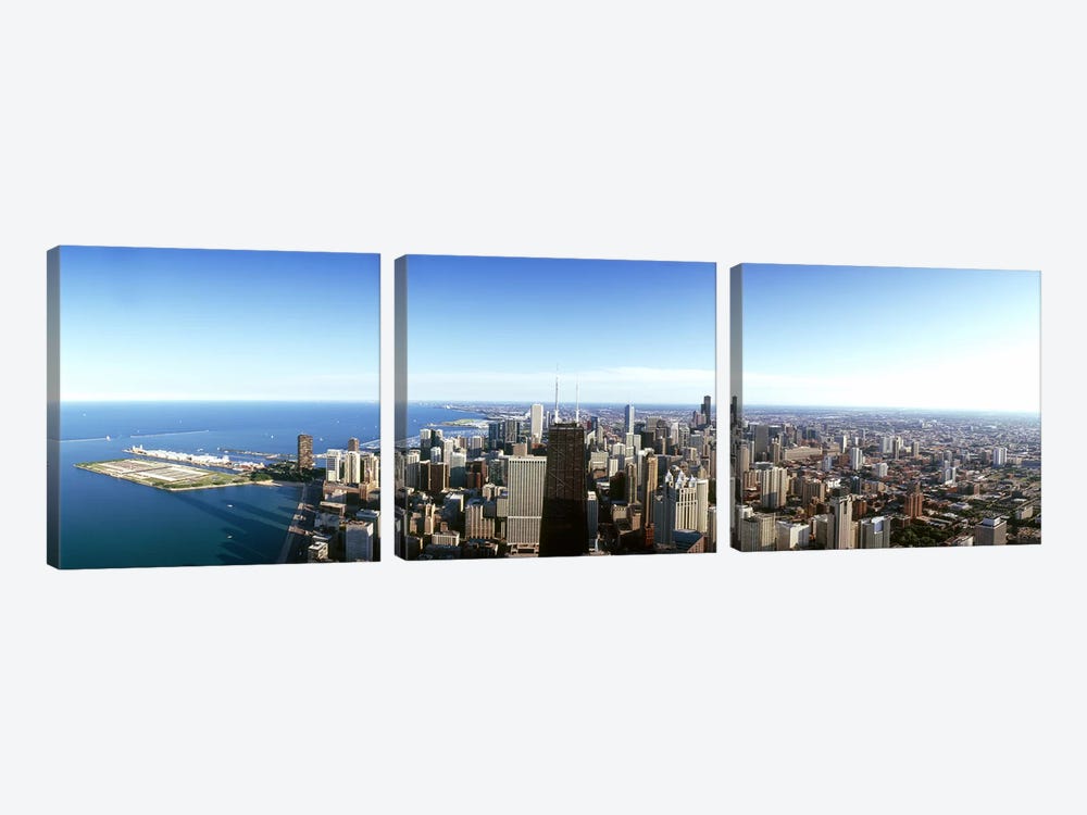 Aerial view of a city, Chicago, Cook County, Illinois, USA 2010 #4 by Panoramic Images 3-piece Canvas Art
