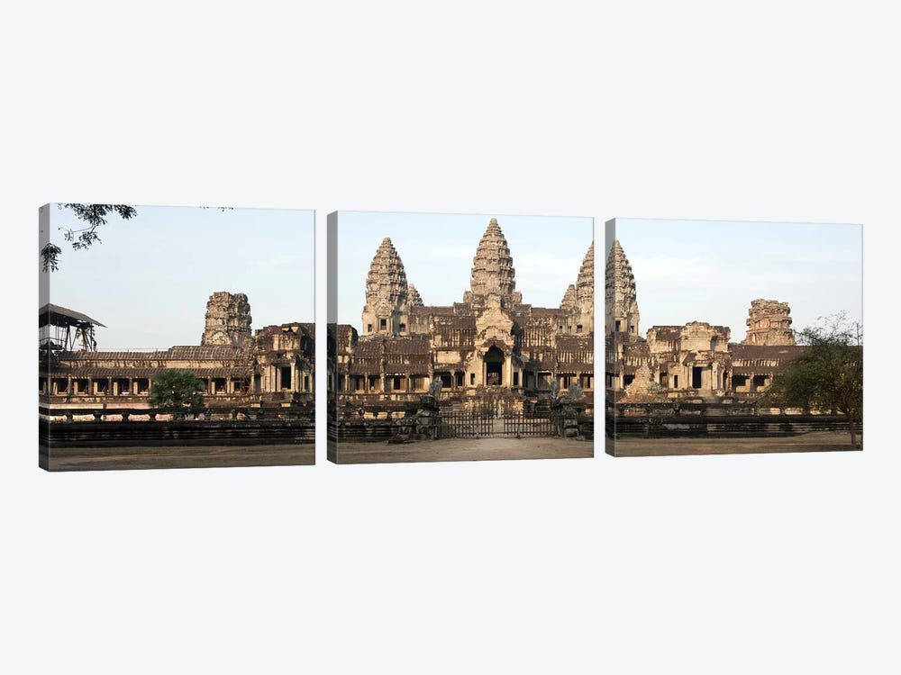 Facade of a temple, Angkor Wat, Angkor, Siem Reap, Cambodia by Panoramic Images 3-piece Art Print