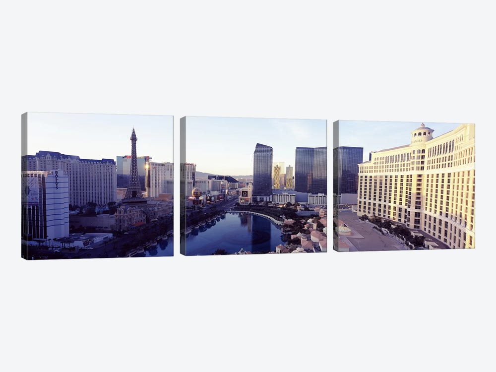Hotels in a city, The Strip, Las Vegas, Nevada, USA 2010 by Panoramic Images 3-piece Canvas Art