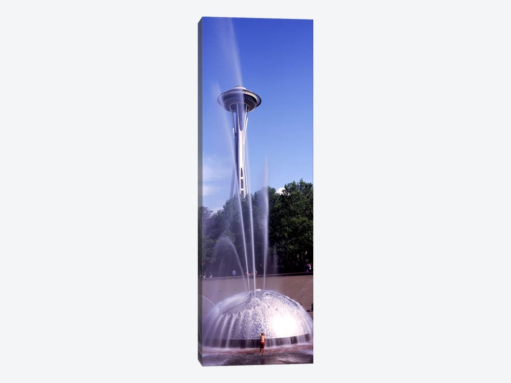 Fountain with a tower in the background, Space Needle, Seattle, King County, Washington State, USA by Panoramic Images 1-piece Canvas Artwork