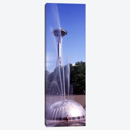 Fountain with a tower in the background, Space Needle, Seattle, King County, Washington State, USA Canvas Print #PIM8527} by Panoramic Images Art Print