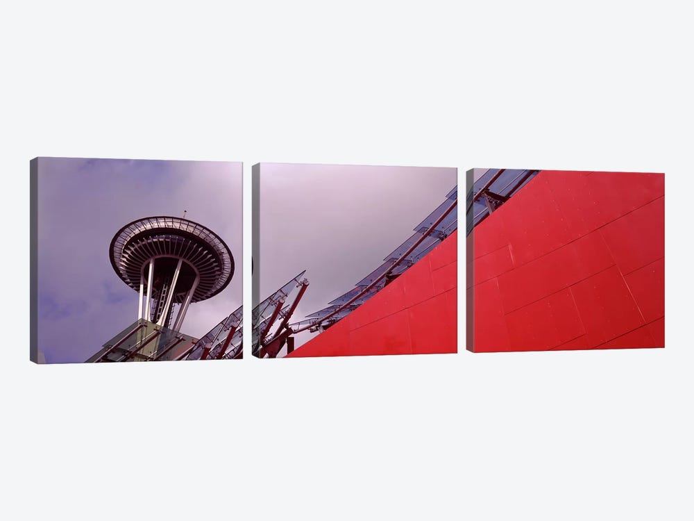 Low angle view of a tower, Space Needle, Seattle, King County, Washington State, USA by Panoramic Images 3-piece Canvas Print