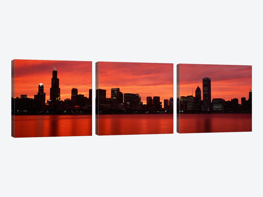 Downtown Skyline On A Majestic Evening, Chicago, Cook County, Illinois, USA by Panoramic Images 3-piece Canvas Art