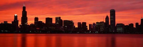 Downtown Skyline On A Majestic Evening, Chicago, Cook County, Illinois, USA