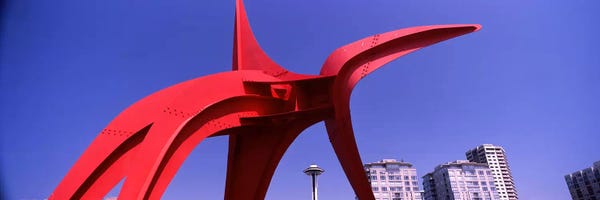 Seattle: Low angle view of a sculpture, Olympic Sculpture Park, Seattle Art Museum, Seattle, King County, Washington State, USA by Panoramic Images