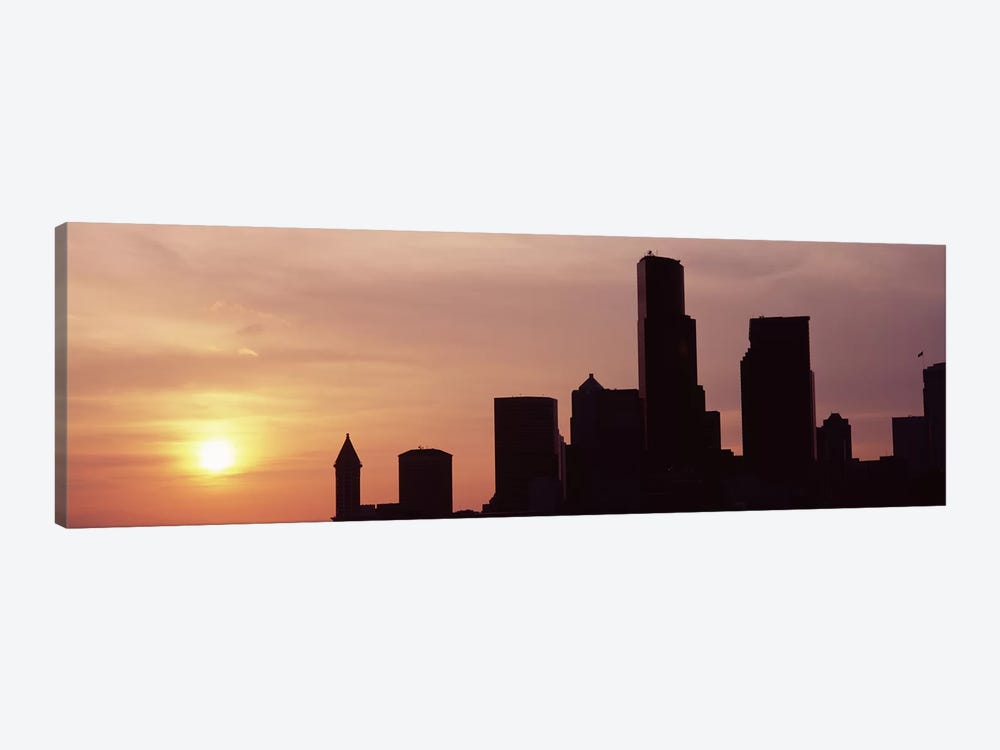 Silhouette of buildings at dusk, Seattle, King County, Washington State, USA #5 by Panoramic Images 1-piece Canvas Print