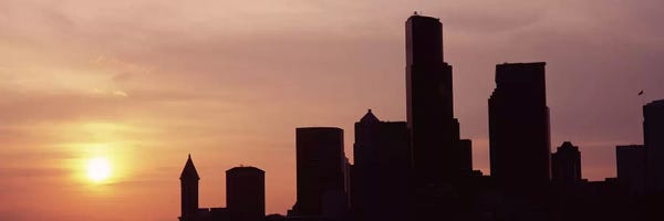 Seattle Skylines: Silhouette of buildings at dusk, Seattle, King County, Washington State, USA #5 by Panoramic Images
