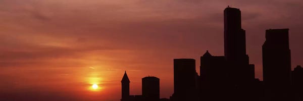 Seattle Skylines: Silhouette of buildings at dusk, Seattle, King County, Washington State, USA #6 by Panoramic Images