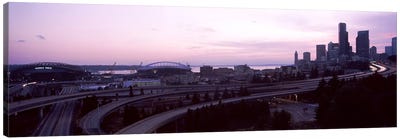 City at sunset, Seattle, King County, Washington State, USA Canvas Art Print - Seattle Skylines