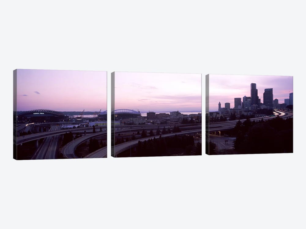 City at sunset, Seattle, King County, Washington State, USA by Panoramic Images 3-piece Art Print