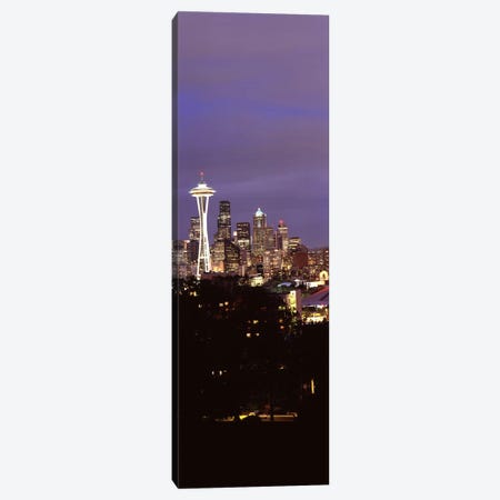 Skyscrapers in a city lit up at night, Space Needle, Seattle, King County, Washington State, USA Canvas Print #PIM8534} by Panoramic Images Canvas Artwork