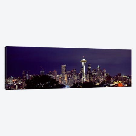 Skyscrapers in a city lit up at night, Space Needle, Seattle, King County, Washington State, USA 2010 Canvas Print #PIM8535} by Panoramic Images Canvas Artwork