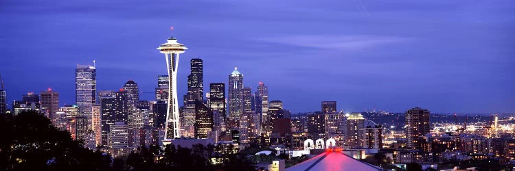 Skyscrapers in a city lit up at night, Space Needle, Seattle, King County, Washington State, USA 2010 #2