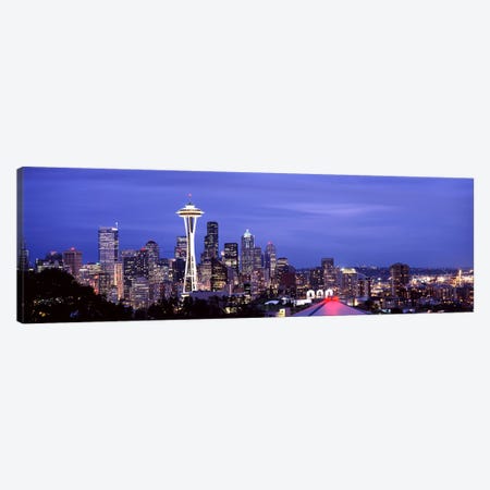 Skyscrapers in a city lit up at night, Space Needle, Seattle, King County, Washington State, USA 2010 #2 Canvas Print #PIM8536} by Panoramic Images Canvas Art