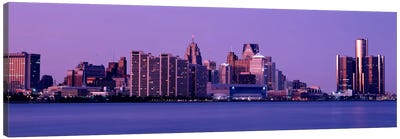 USA, Michigan, Detroit, twilight Canvas Art Print - Skyline Art