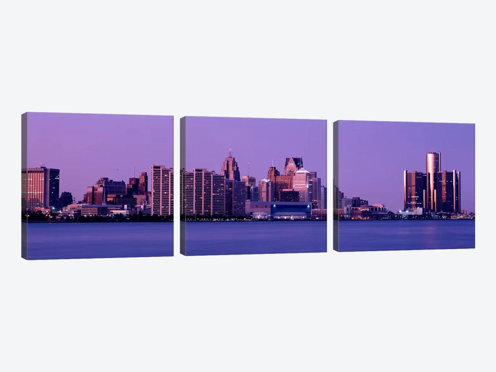 USA, Michigan, Detroit, twilight by Panoramic Images 3-piece Canvas Art Print