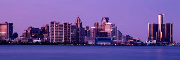Michigan: USA, Michigan, Detroit, twilight by Panoramic Images