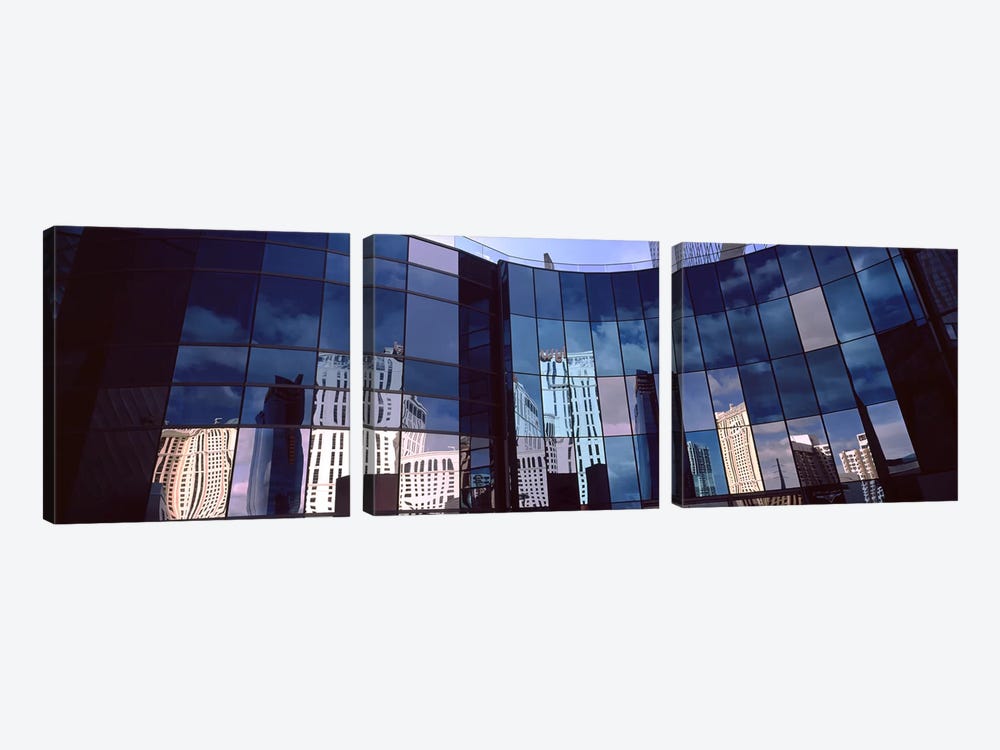 Reflection Of Skyscrapers In The Glasses Of A Building, City Center, The Strip, Las Vegas, Nevada, USA by Panoramic Images 3-piece Canvas Print