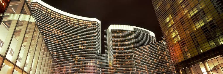 Skyscrapers lit up at night, Citycenter, The Strip, Las Vegas, Nevada, USA