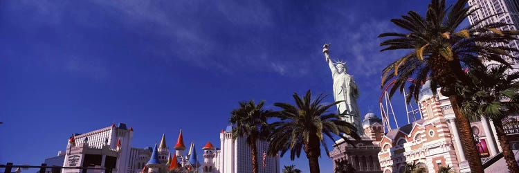 Low angle view of skyscrapers in a city, The Strip, Las Vegas, Nevada, USA