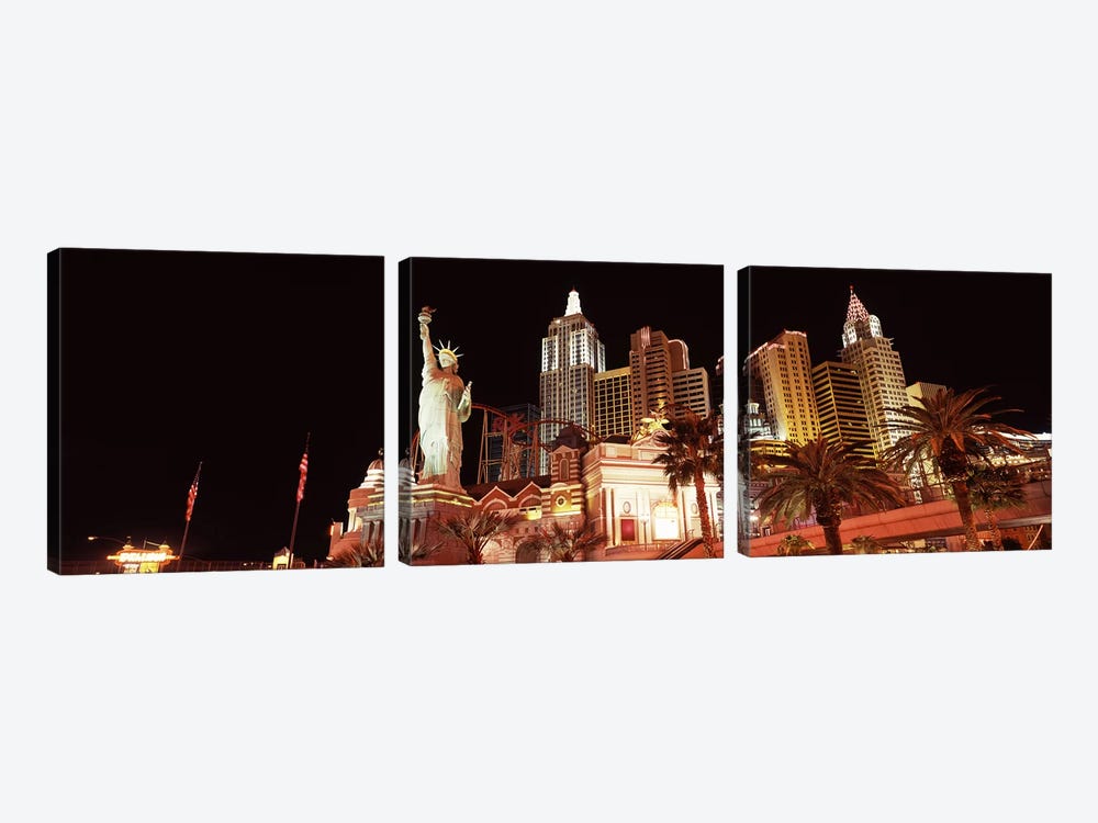 Low angle view of a hotel, New York New York Hotel, The Strip, Las Vegas, Nevada, USA by Panoramic Images 3-piece Canvas Artwork
