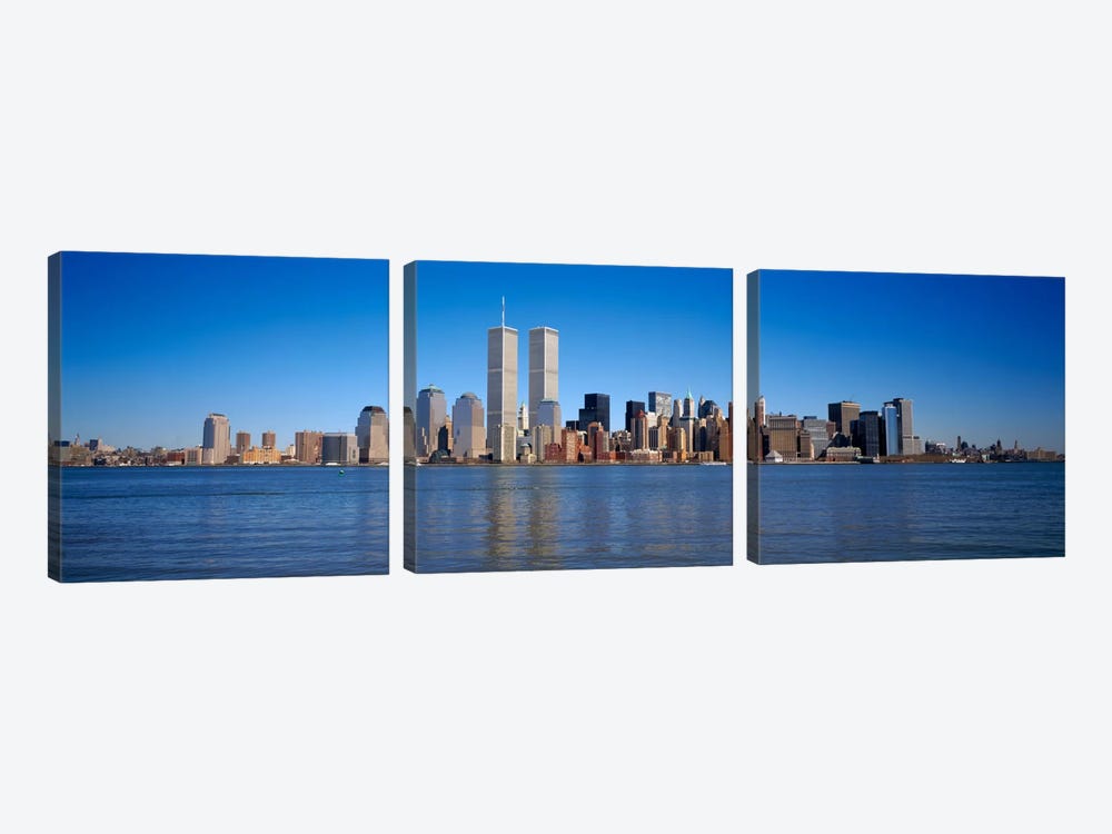 Skyscrapers at the waterfront, World Trade Center, Lower Manhattan, Manhattan, New York City, New York State, USA by Panoramic Images 3-piece Canvas Artwork