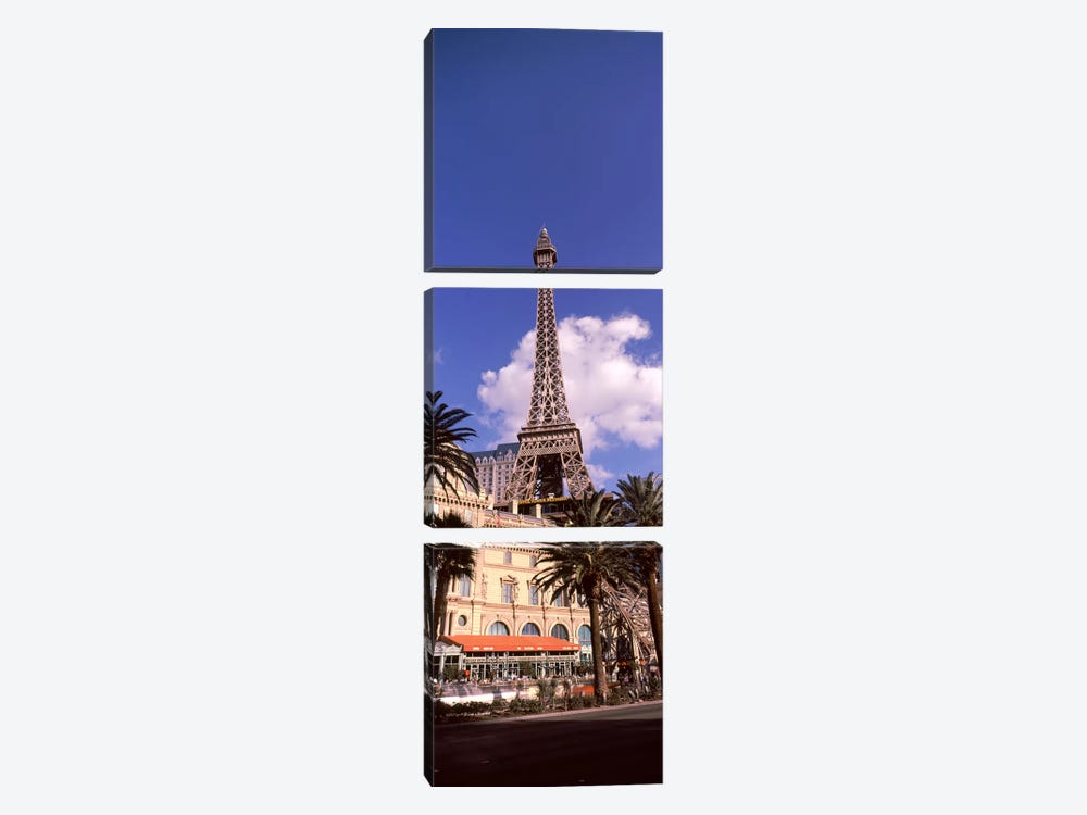 Low angle view of a hotel, Replica Eiffel Tower, Paris Las Vegas, The Strip, Las Vegas, Nevada, USA by Panoramic Images 3-piece Canvas Artwork