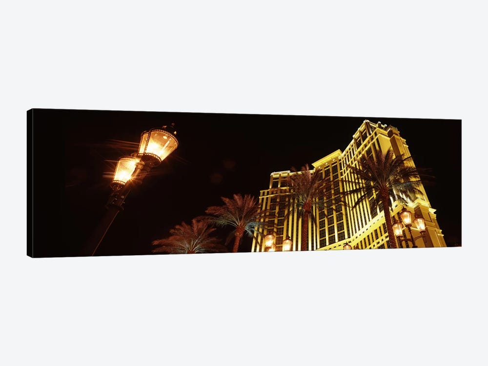 Low angle view of a hotel lit up at night, The Strip, Las Vegas, Nevada, USA by Panoramic Images 1-piece Canvas Print