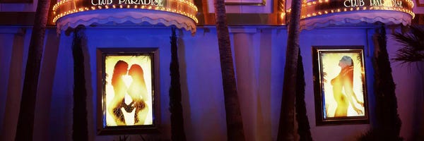 Nevada: Strip club lit up at night, Las Vegas, Nevada, USA #2 by Panoramic Images