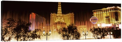 Hotels in a city lit up at night, The Strip, Las Vegas, Nevada, USA Canvas Art Print - Gambling Art