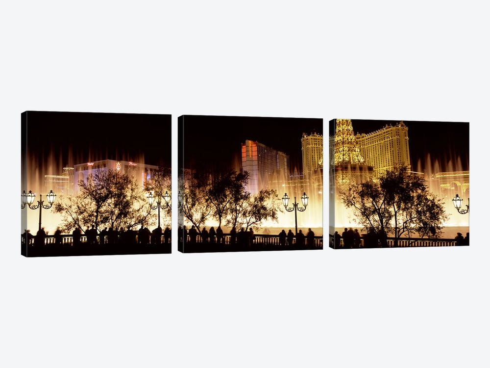Hotels in a city lit up at night, The Strip, Las Vegas, Nevada, USA #2 by Panoramic Images 3-piece Art Print