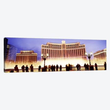 Hotel lit up at night, Bellagio Resort And Casino, The Strip, Las Vegas, Nevada, USA Canvas Print #PIM8561} by Panoramic Images Canvas Artwork