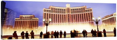Hotel lit up at night, Bellagio Resort And Casino, The Strip, Las Vegas, Nevada, USA Canvas Art Print - Gambling Art