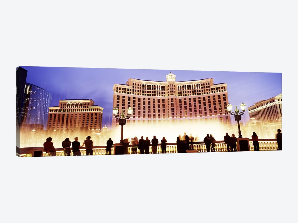 Hotel lit up at night, Bellagio Resort And Casino, The Strip, Las Vegas, Nevada, USA by Panoramic Images 1-piece Canvas Art