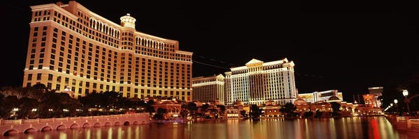 Gambling: Hotel lit up at night, Bellagio Resort And Casino, The Strip, Las Vegas, Nevada, USA #2 by Panoramic Images