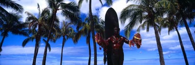Statue of Duke Kahanamoku, Duke Kahanamoku Statue, Waikiki Beach, Honolulu, Oahu, Hawaii, USA by Panoramic Images canvas print