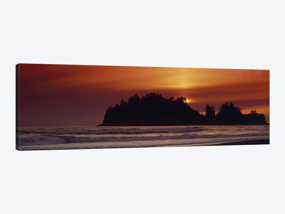 Silhouette of sea stack at sunrise, Washington State, USA by Panoramic Images 1-piece Canvas Wall Art