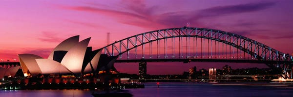Famous Bridges: Australia, Sydney, sunset by Panoramic Images