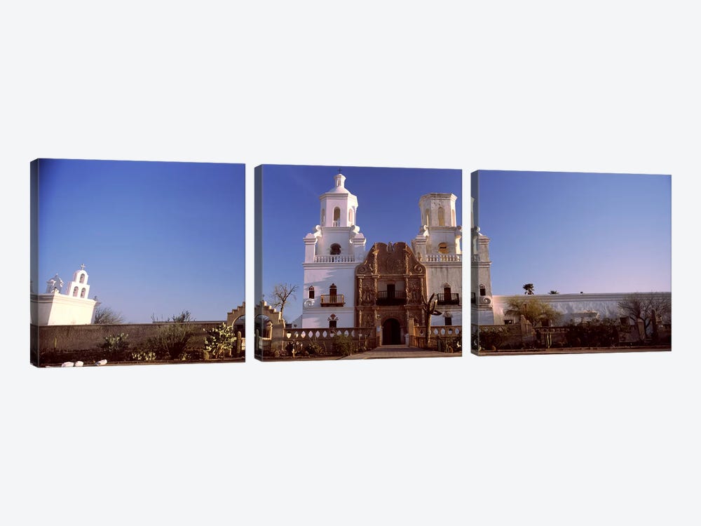 Low angle view of a church, Mission San Xavier Del Bac, Tucson, Arizona, USA #2 by Panoramic Images 3-piece Canvas Print