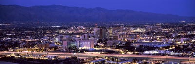 Aerial view of a city at nightTucson, Pima County, Arizona, USA by Panoramic Images canvas print