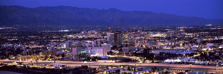 Aerial view of a city at nightTucson, Pima County, Arizona, USA by Panoramic Images wall art