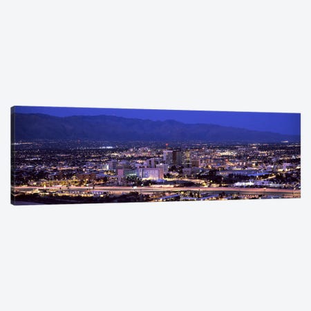 Aerial view of a city at nightTucson, Pima County, Arizona, USA Canvas Print #PIM8639} by Panoramic Images Canvas Artwork