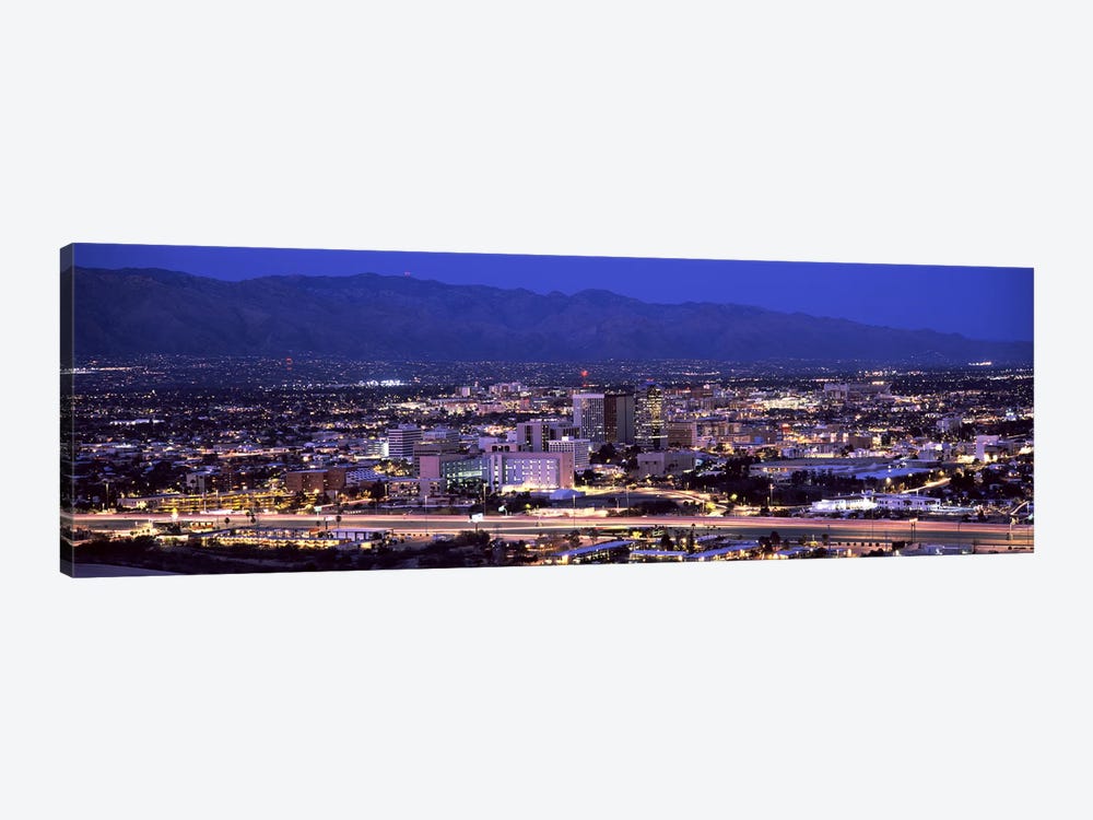 Aerial view of a city at nightTucson, Pima County, Arizona, USA by Panoramic Images 1-piece Canvas Art Print